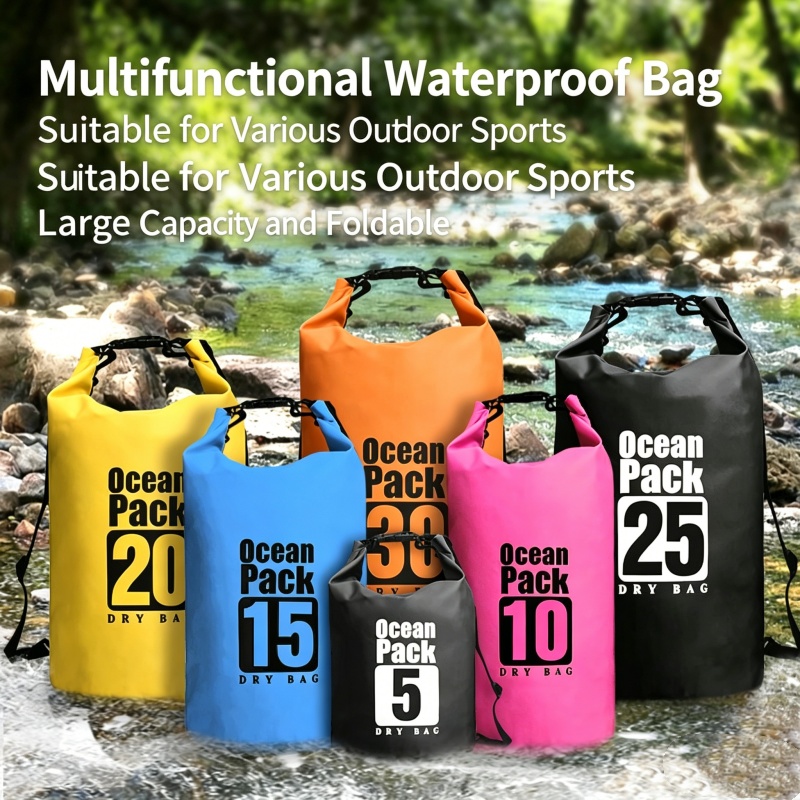 Fishing Boat Oar - ถุงกันน้ำสำหรับว่ายน้ำ 5L/10L/20L/30L กระเป๋าเก็บของสำหรับกีฬากลางแจ้ง ชายหาด สำหรับพายเรือคายัค ว่ายน้ำ